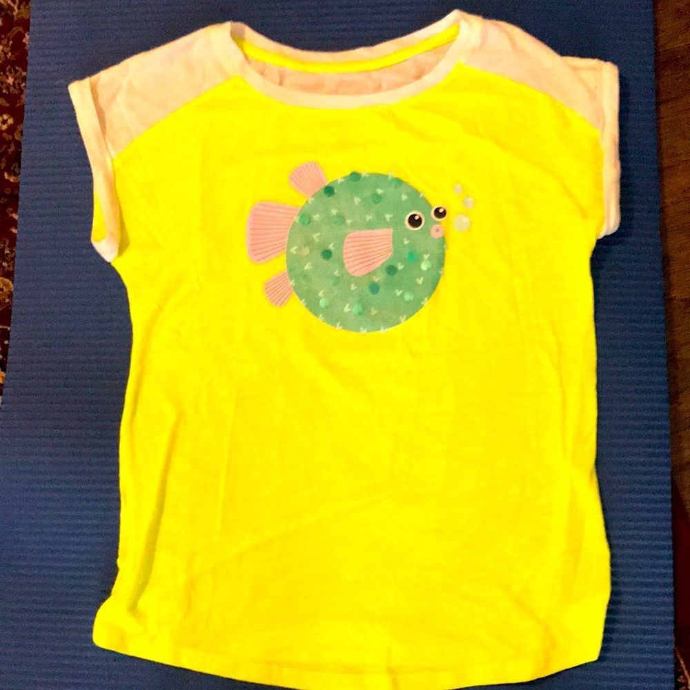 Neon yellow fish shirt girls shirt
